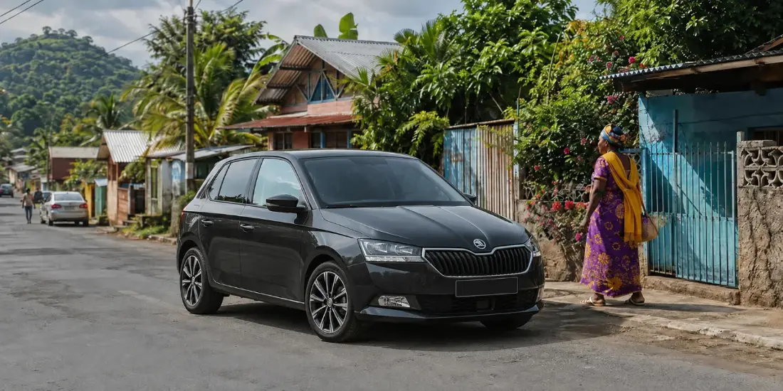 Škoda Fabia dans une rue de Mamoudzou