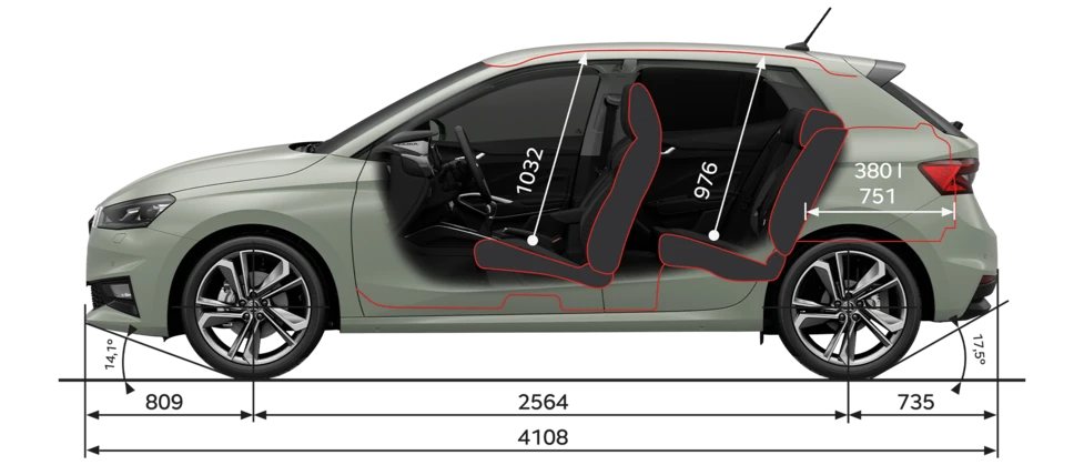 Dimensions de la Škoda Fabia